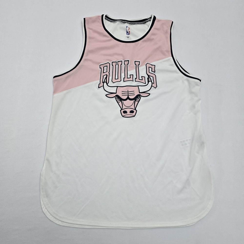 NBA Chicago Bulls Jersey Womens XL White Pink Mesh Basketball Tank Top
